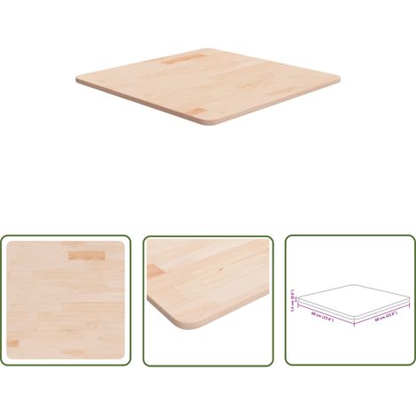 The Living Store Dessus de table carré 60x60x1,5 cm Bois chêne massif non traité - Dessus De Table - Plateau De Table - Bois Chêne - Table Basse - Table D'appoint (1/6)