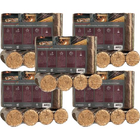BURI 30kg Premium Buchenholzbriketts – Hoher Heizwert, lange Brenndauer, 100% nachhaltiges Buchenholz, ideal für Kamin, Kachelofen & Grill. Wenig Asche & Ruß, PEFC-zertifiziert, CO2-neutral