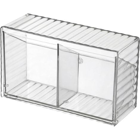 Boîte de Rangement Murale pour Cotons-tiges et Disques de Coton en Pet Transparent, Grosse Capacité, Finition Soignée, pour Bureaux et Stands D'exposition (1/5)