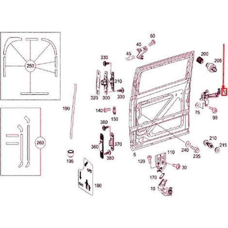 Charnière de porte arrière gauche, guide de galet de porte coulissante, compatible avec - W639 6397601447 (1/5)