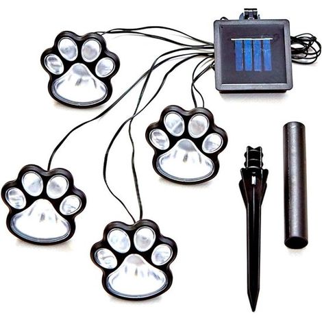 Lampada da giardino a quattro zampe ad energia solare - Lampada a LED a forma di zampa di cane e gatto ad energia solare - Decorazione per giardino, terrazzo, patio e vialetto - Miglior acquisto (1/5)