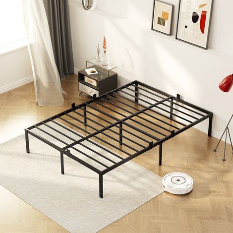Auralum Max Base Cama adulto, Estructura de Cama doble 160 x 200 cm con canapé de 14 láminas metálicas, Montaje fácil y silencioso, Moderno Negro