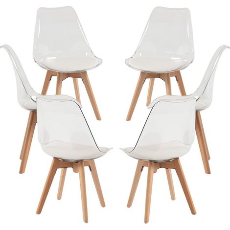 Packs Sillas Comedor - Pack 6 Sillas Synk Transparente Asiento - Blanco (1/5)