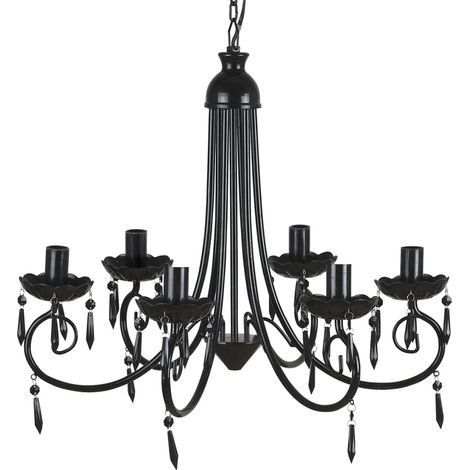 Lustre suspendu Noir 6 douilles d'ampoule (1/5)