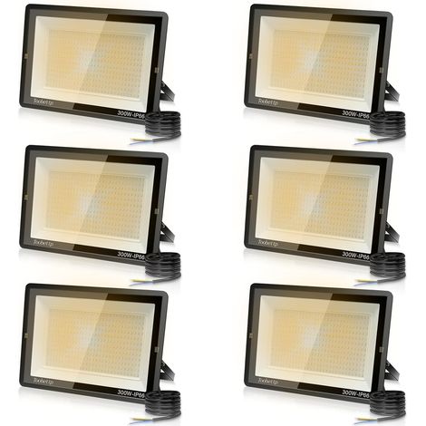 6PCS 300W Projecteur LED Extérieur, Spot LED Exterieur 30000LM Super Lumineux 3500K Blanche Chaude Éclairage de Sécurité Extérieur IP66 Imperméable pour Garage Jardin Terrasse Parking (1/5)
