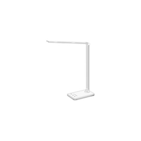 Weiße LED-Schreibtischlampe „Crown“, dimmbare Schreibtischlampe, Leselampe mit USB-Ladeanschluss – Crezuo