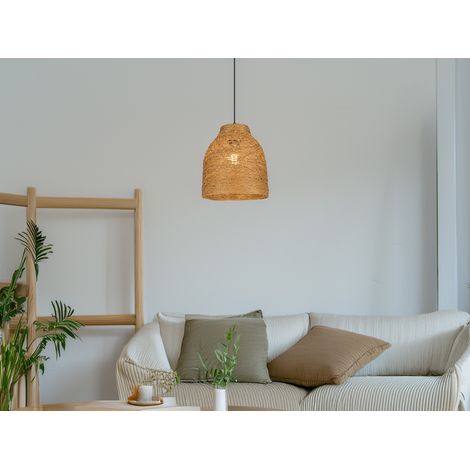 LED Pendelleuchte mit Lampenschirm aus geflochtenem Papiergarn, Ø 25cm (1/5)