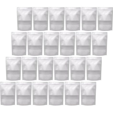 Pack of 50 White Kraft Paper Food Bags with Transparent Window, Self-Adhesive Airtight Bags for Snacks and Food Storage (1/5)