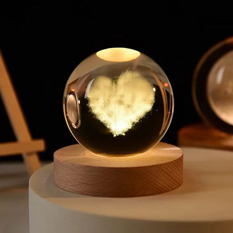 Boule de cristal 3D de 6 cm, gravée au laser, décoration de bureau pour la maison (1/2)