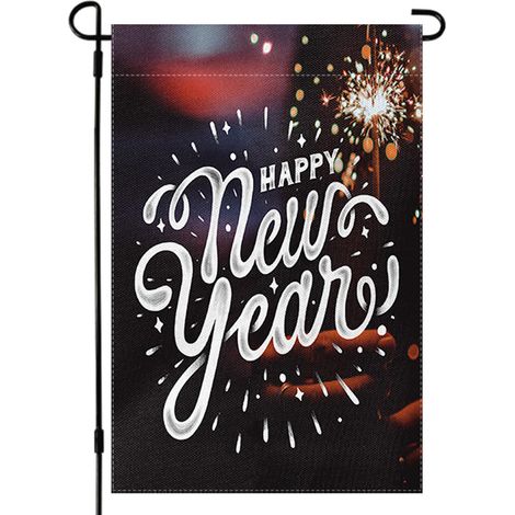Drapeau vertical pour jardin, décorations extérieures pour la fête du Nouvel An.