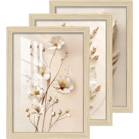 2 cm 3Pcs Cadres Photo A3 Verre Acrylique HD, Cadre Chêne Naturel 30x40cm, Cadre Tableau Murale Affichage Horizontal ou Vertical Photos Cadres pour Photos, Tableau, Images, Affiches, Puzzle, Diplômes (1/5)