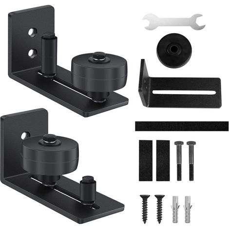 2Pcs Guide de Plancher,Guide-porte Coulissante Réglable,Rail de porte Coulissante au Sol avec 8 Options de Configuration pour Porte de Grange,Portes Coulissantes (1/5)