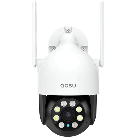 Aosu 2K cámara Wi-Fi al aire libre de visión nocturna en color, 3MP 360 ° IP65 cámara WiFi, detección humana, seguimiento inteligente, 2,4 Ghz (1/5)