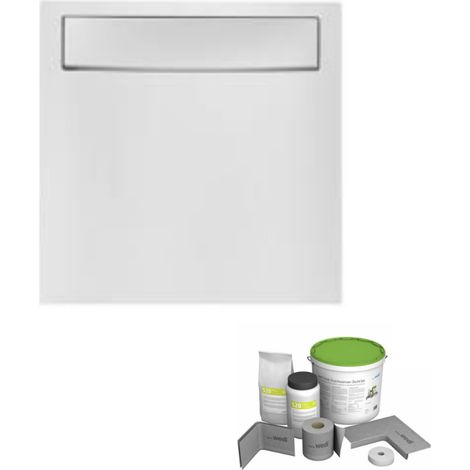 Pack receveur de douche antidérapant 90 x 90 JACOB DELAFON Flight Neus carré blanc+Kit d'étanchéité WEDI + Bonde + Capot