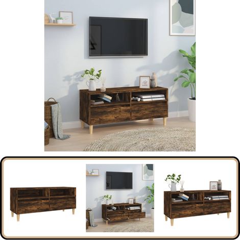 Meuble TV chêne fumé 100x34,5x44,5 cm bois d'ingénierie - Meubles Tv - Meuble Tv - Support Tv - Unité Tv - Meuble En Bois