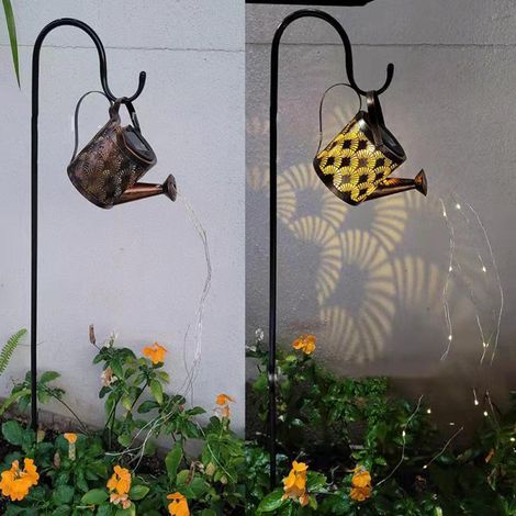 Arrosoir solaire lumineux avec lanterne suspendue d'extérieur en métal étanche, décoration pour table, terrasse, allée, fête, Noël (1/3)