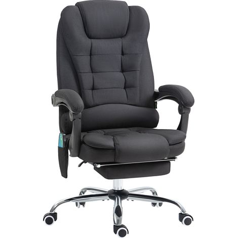 Sedia da ufficio ergonomica reclinabile con massaggio e calore, poggiapiedi, nera MODENUIT (1/4)
