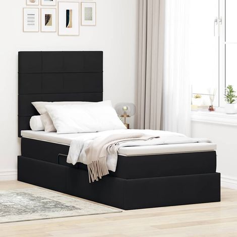 Aufbewahrungsbett mit Matratze Schwarz 100 x 200 cm Samt (1/5)