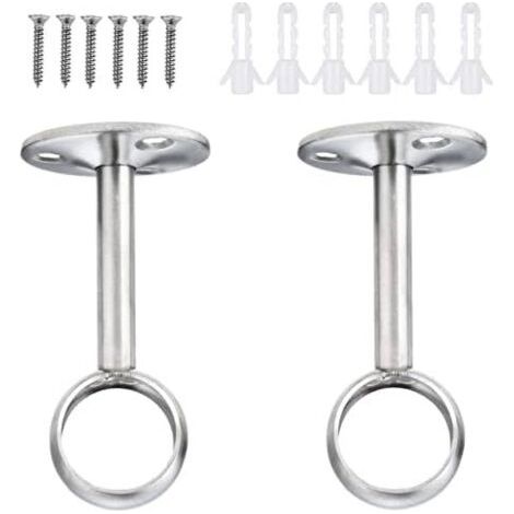16mm Supports de tringles à rideaux, Support de Bride de Douille en acier inoxydable, Accrocher le tige de penderie robuste avec vis, pour salle de bain, cuisine, armoire (1/5)