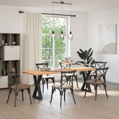 vidaXL Dining Table Legs 2 pcs Black 50x(72-73,3) cm Steel (1/5)