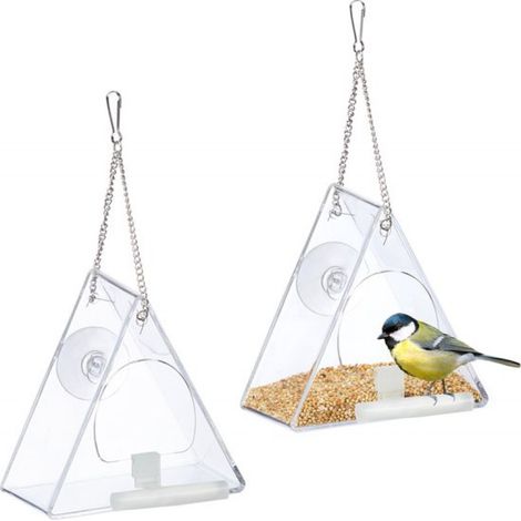 2 mangeoires à oiseaux suspendues transparentes pour fenêtre - nichoir - 2 mangeoires à oiseaux suspendues transparentes pour fenêtre - nichoir (1/5)