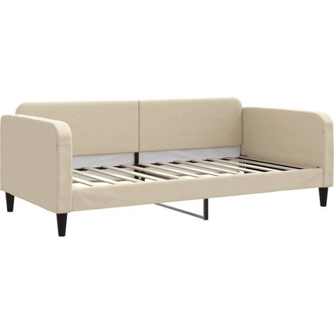 Lit simple Lit adulte Lit de repos crème 100x200 cm tissu (1/5)