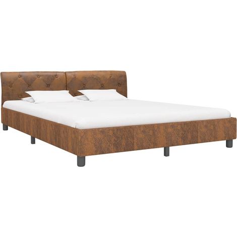 Maison Exclusive - Bettgestell Braun Wildleder-Optik 180 × 200 cm