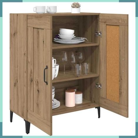 886238 Buffet 69,5x34x90cm Bois d'ingénierie Chêne Artisanal 2 Portes Meuble Bas Rangement (1/5)
