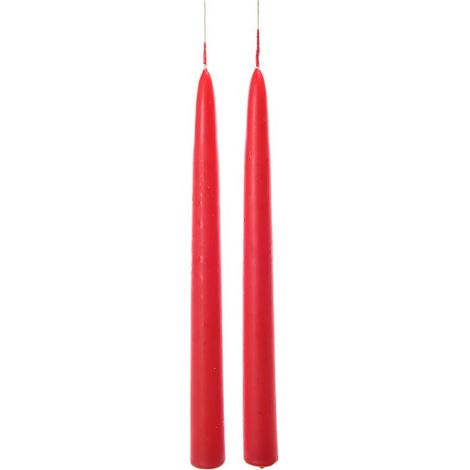 COPPIA DI CANDELE A STELO ROSSE LUCIDE IN CERA  DIAM 2.2X25H CM DI MERCURY