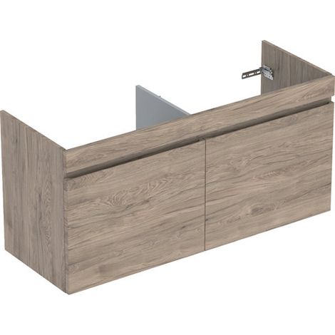 Meuble sous lavabo 2 cuves 130 cm Geberit Renova Plan 1T 1T à l'angl Noyer Carya - GEBERIT 501.912.JR.1