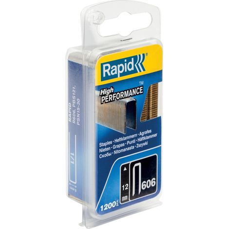 RAPID - Agrafes à couronnes étroites n°606/12mm - Blister 1200 - Fixation de panneaux de bois épais - (40109527)