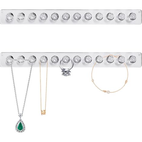 2 pièces porte-collier, porte-bijoux mural en acrylique, organisateur de collier auto-adhésif, présentoir de bijoux, crochet de rangement de bijoux, utilisé pour les colliers, boucles d'oreilles (1/3)