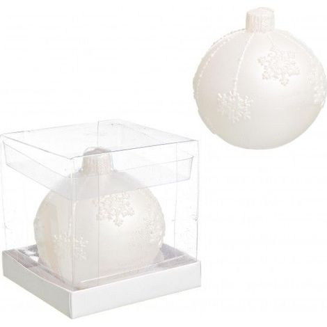 CANDELA COLOR PERLA A FORMA DI PALLINA DI NATALE