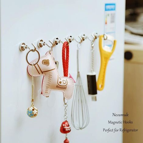 Pack de 10 Crochets magnétiques, 19 lb + aimants de terre robustes avec crochet pour réfrigérateur, crochet de croisière extra solide pour suspendre, cintre magnétique pour cabines (1/3)