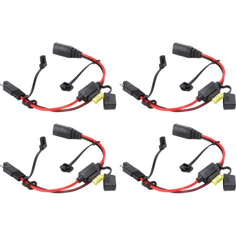 4 cavi di prolunga SAE compatibili con il caricabatterie intelligente Genius, cavo da 30 cm (1 piede), sezione 14 AWG, con fusibile da 20 A e rivestimento impermeabile. (1/5)