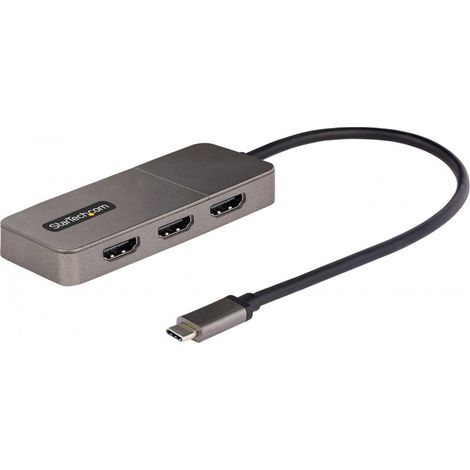 StarTech.com 3-Port USB-C Multi-Monitor Adapter, USB-C auf 3x HDMI MST Hub, Dreifach 4K 60Hz HDMI Laptop Display Extender / Splitter, HDR, extra langes integriertes Kabel - nur Windows