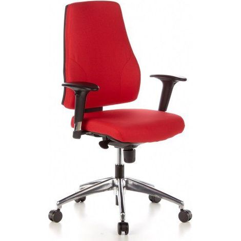 Siège de bureau / Siège pivotant PRO-TEC 200, tissu rouge, aluminium poli hjh OFFICE