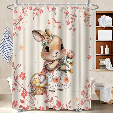 Rideau de douche tissu polyester 180x180 infroissable rideau séchage rapide pour mobi (1/5)