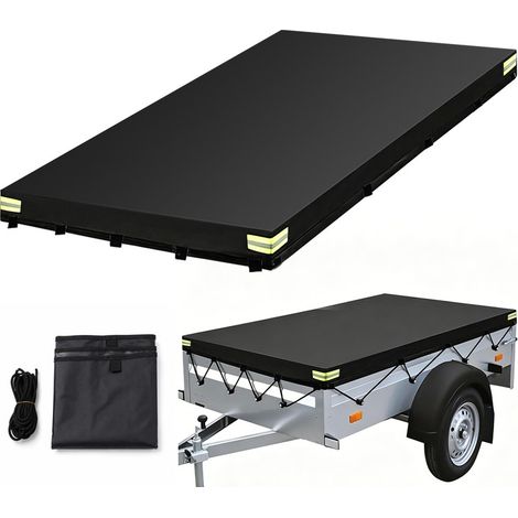 Anhaenger Plane mit Seil - 207x114x10 cm - Verstaerktes 420D PVC Material Abdeckplane - PKW Haenger 750 kg