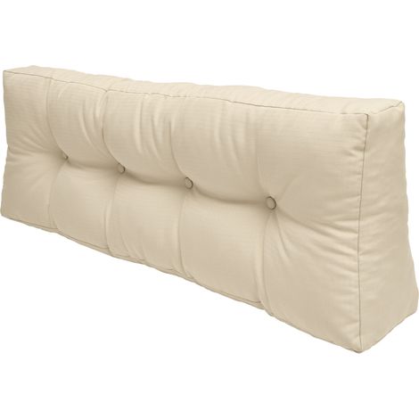 Beautissu – Coussin de palette extérieur 120x40cm – Rembourrage en flocons – Housse lavable 160g/m² – Avec boutons décoratifs