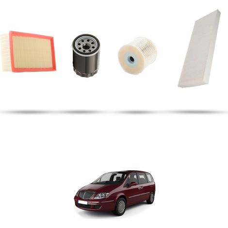 Kit tagliando 4 filtri compatibile con Lancia Phedra 2.0 Jtd 80kw 2002 al 2010 (1/5)