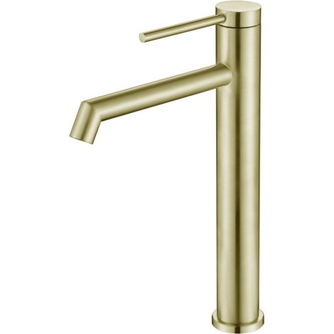 Waschtischarmatur – Hoch, gebürstetes Gold, Einhebelmischer, Warm-/Kaltwasser einstellbar (1/5)