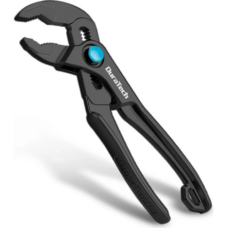 (argent) Pince multiprise DURATECH Mini, 10 cm, articulation rainurée, réglage rapide, 15 positions, mâchoire en V à verrouillage par pression pour espaces restreints (1/5)