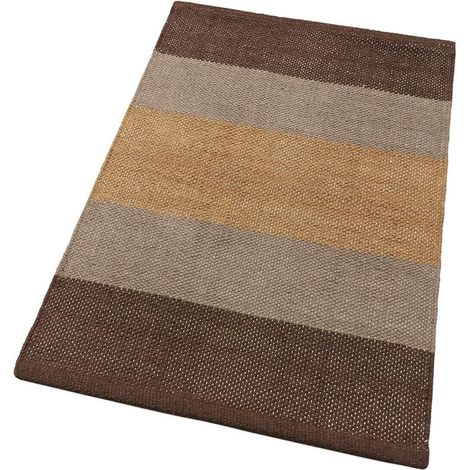 Tappeto Cucina Bagno Puro Cotone Morbido Assorbente Scendiletto Intrecciato a Mano Marrone - 55x180 cm