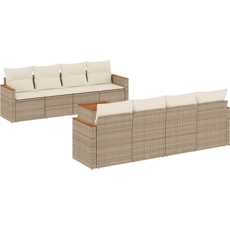 Maison Exclusive - Salon de jardin avec coussins 9 pcs beige résine tressée (1/3)