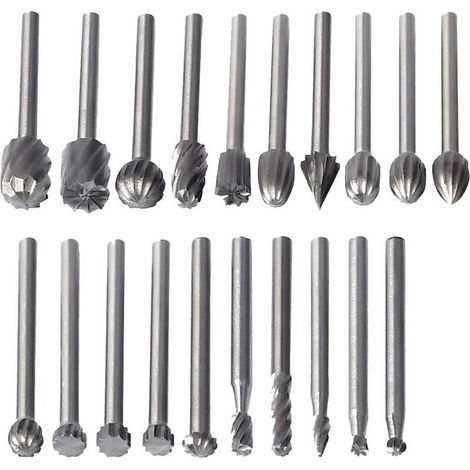 20 punte per fresatrice rotativa, punte HSS per fresatrice rotativa, accessori per fresatura del legno, attacco da 3 mm per utensile rotante Dremel (1/5)