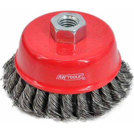 Spazzola a tazza Awtools da 75 mm, filo ritorto M14 (1/2)