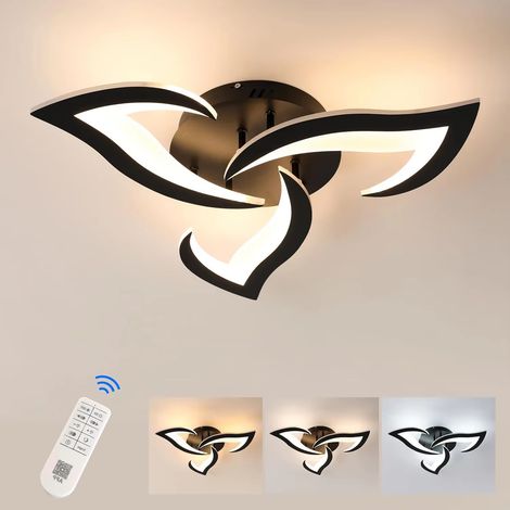 Plafonnier LED 35W – Télécommande variateur – Fleurs acrylique noires – 3000-6500K (1/5)