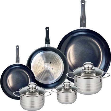 Ensemble de 3 Poêles de cuisson 20, 24 et 32 cm et 3 faitouts 12, 14 et 16 cm Elo Prima Brillant (1/5)