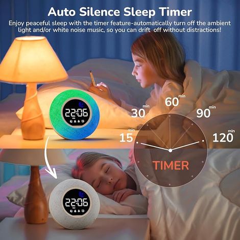 Réveil Enfant Lumineux LED RGB, Minuteur, Double Alarme, 12/24H, Luminosité et Son Réglables (1/3)